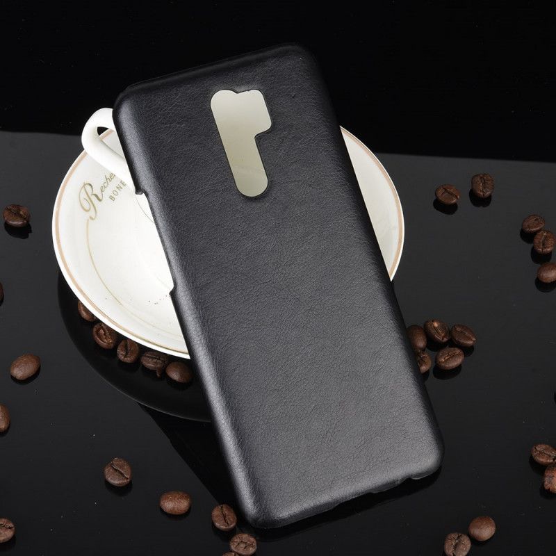Hoesje voor Xiaomi Redmi 9 Grijs Zwart Performance Leereffect