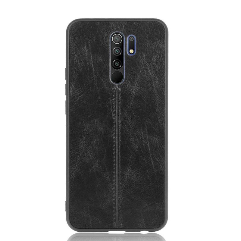 Hoesje voor Xiaomi Redmi 9 Rood Zwart Gestikt Leereffect