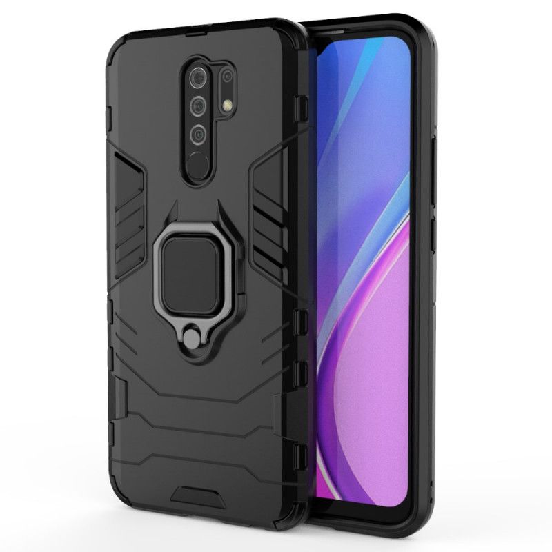 Hoesje voor Xiaomi Redmi 9 Rood Zwart Resistente Ring