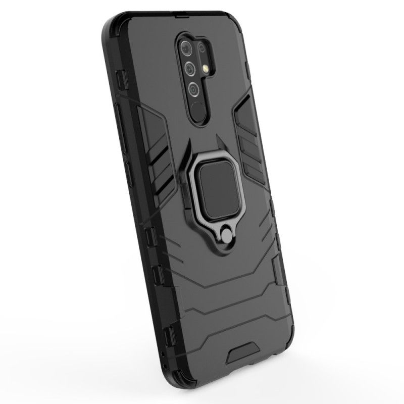 Hoesje voor Xiaomi Redmi 9 Rood Zwart Resistente Ring