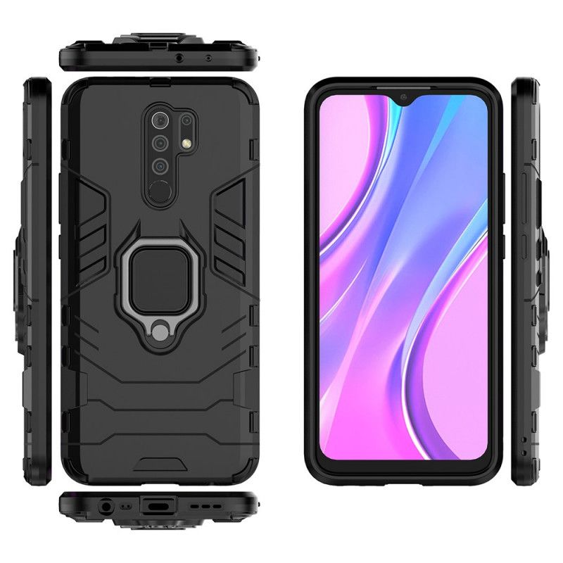 Hoesje voor Xiaomi Redmi 9 Rood Zwart Resistente Ring
