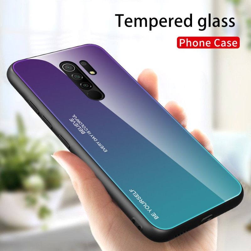 Hoesje Xiaomi Redmi 9 Magenta Rood Wees Jezelf Gehard Glas