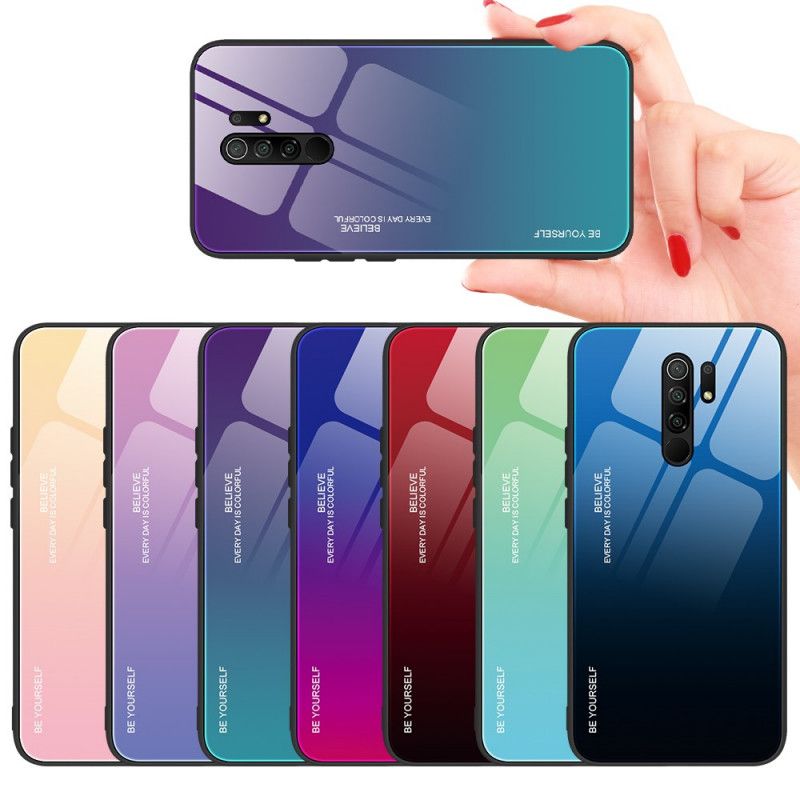Hoesje Xiaomi Redmi 9 Magenta Rood Wees Jezelf Gehard Glas