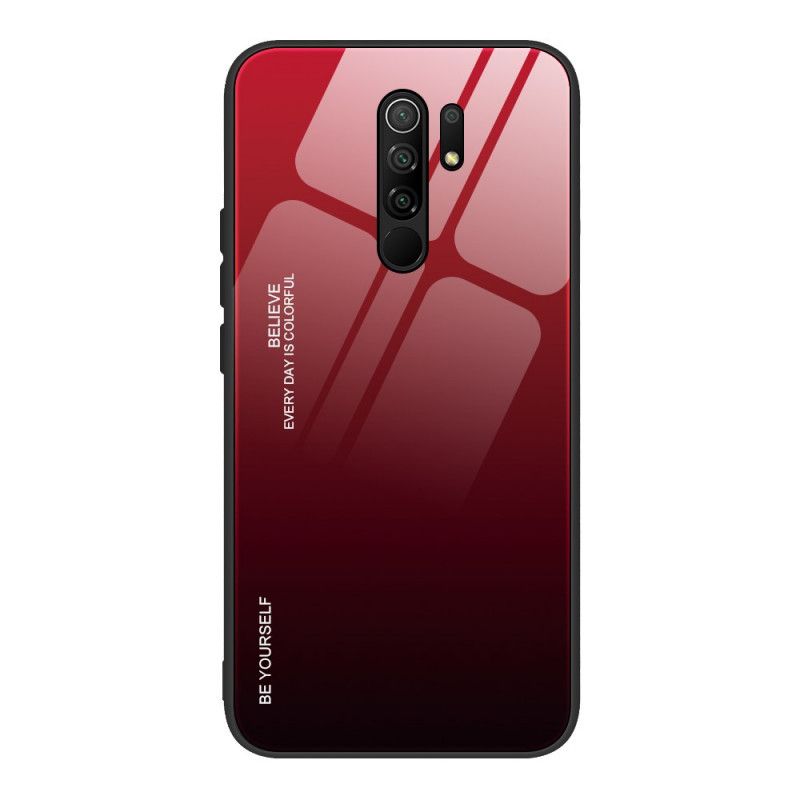 Hoesje Xiaomi Redmi 9 Magenta Rood Wees Jezelf Gehard Glas