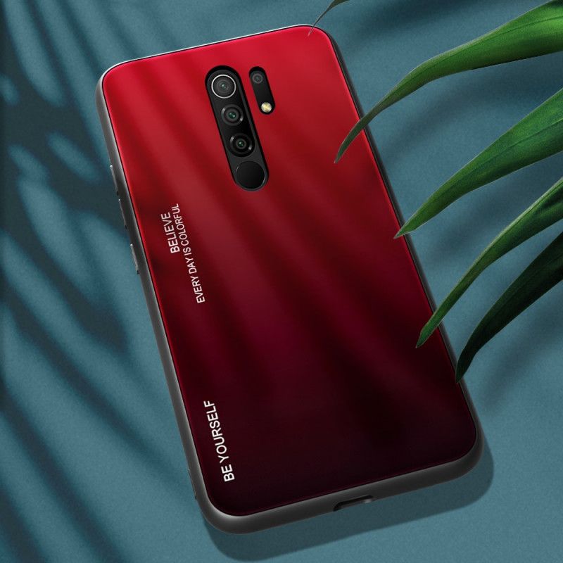 Hoesje Xiaomi Redmi 9 Magenta Rood Wees Jezelf Gehard Glas