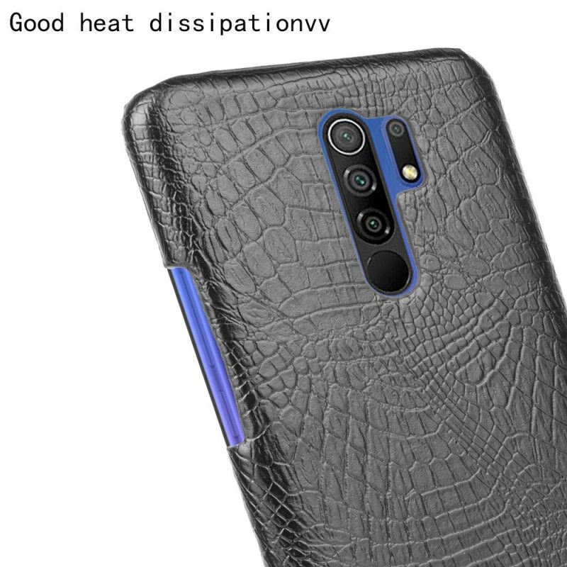 Hoesje Xiaomi Redmi 9 Wit Zwart Krokodillenhuidstijl