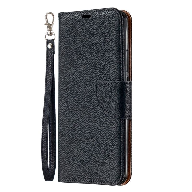 Leren Hoesje voor Xiaomi Redmi 9 Grijs Zwart Lychee Schuine Flap