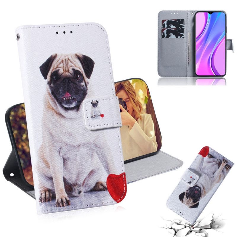 Leren Hoesje voor Xiaomi Redmi 9 Mopshond