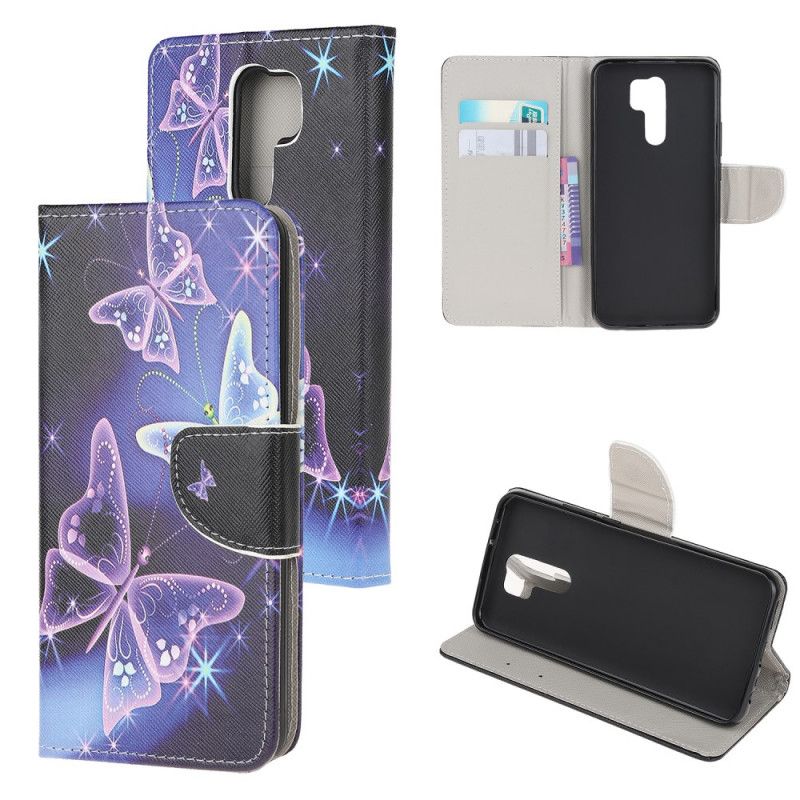 Leren Hoesje voor Xiaomi Redmi 9 Neon Vlinders