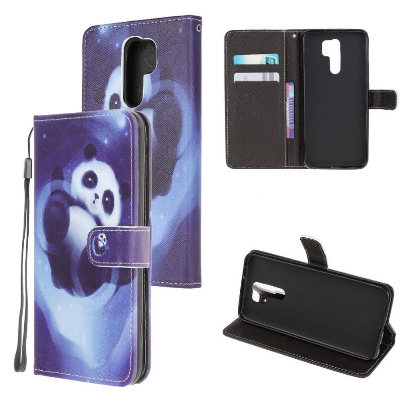 Leren Hoesje voor Xiaomi Redmi 9 Pandaruimte Met String