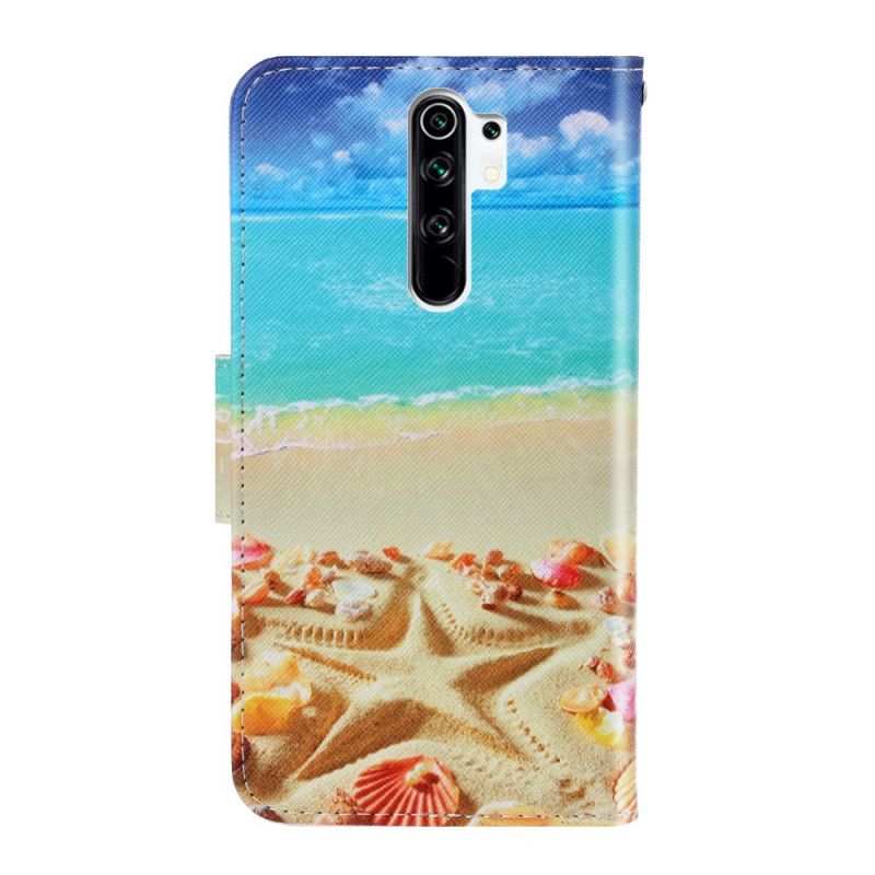 Leren Hoesje voor Xiaomi Redmi 9 Riem Strand