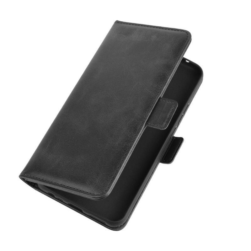 Leren Hoesje voor Xiaomi Redmi 9 Rood Zwart Dubbele Klep