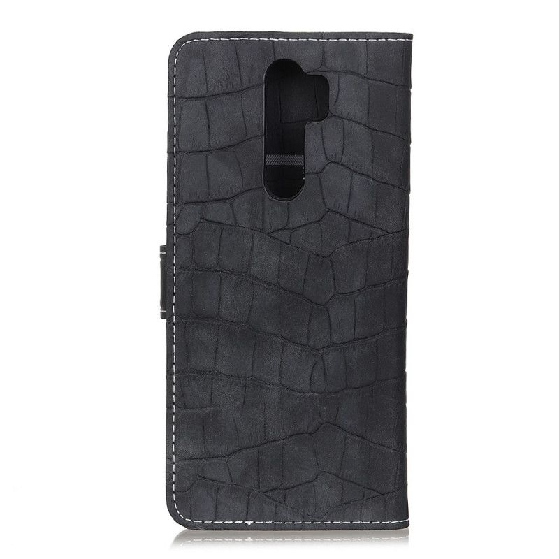 Leren Hoesje voor Xiaomi Redmi 9 Turkoois Zwart Krokodillenkracht