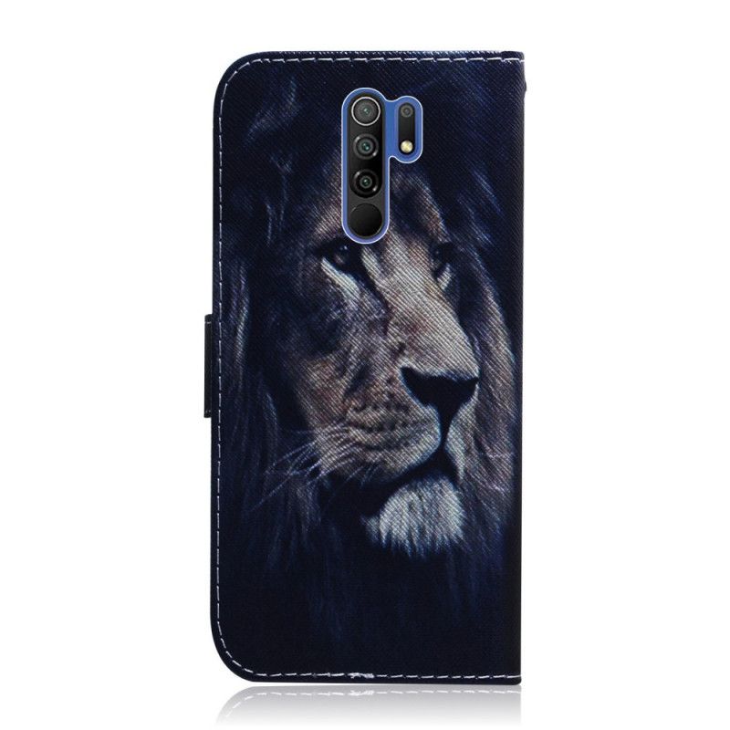 Leren Hoesje Xiaomi Redmi 9 Dromende Leeuw