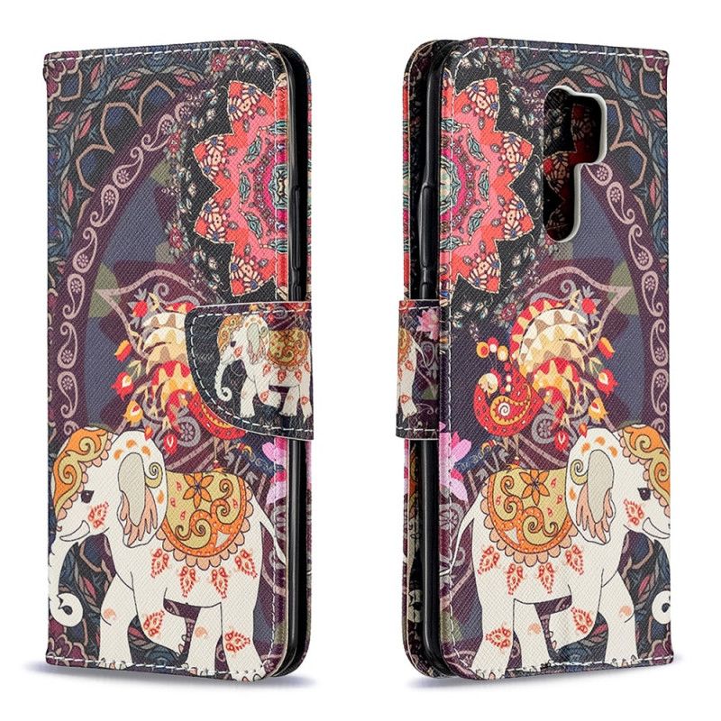 Leren Hoesje Xiaomi Redmi 9 Indische Olifanten