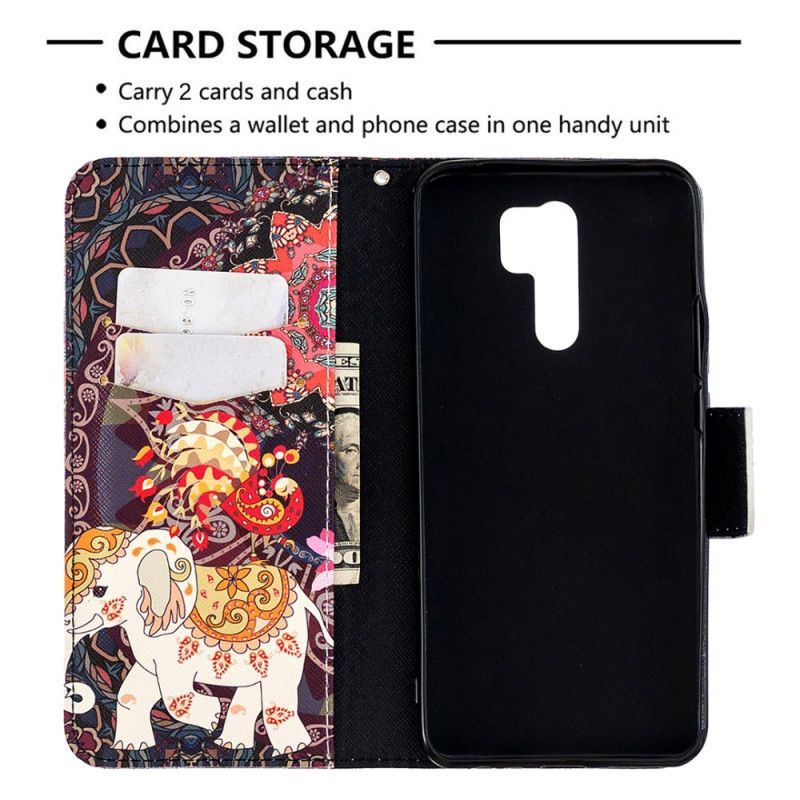 Leren Hoesje Xiaomi Redmi 9 Indische Olifanten