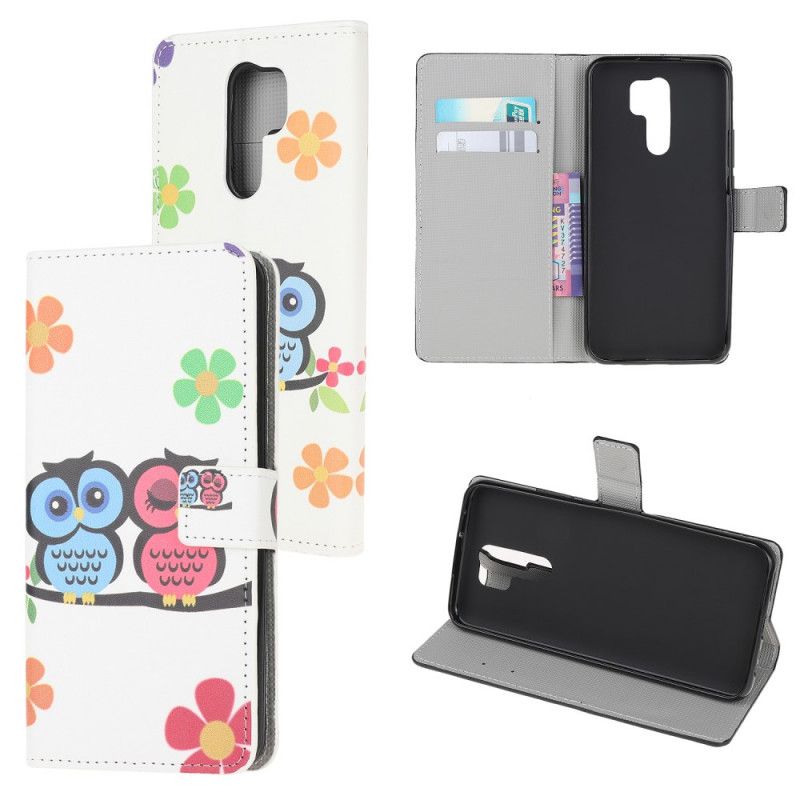 Leren Hoesje Xiaomi Redmi 9 Paar Uilen
