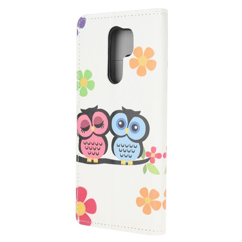 Leren Hoesje Xiaomi Redmi 9 Paar Uilen