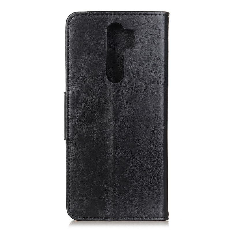 Leren Hoesje Xiaomi Redmi 9 Rood Zwart Omkeerbare Splitlederen Sluiting