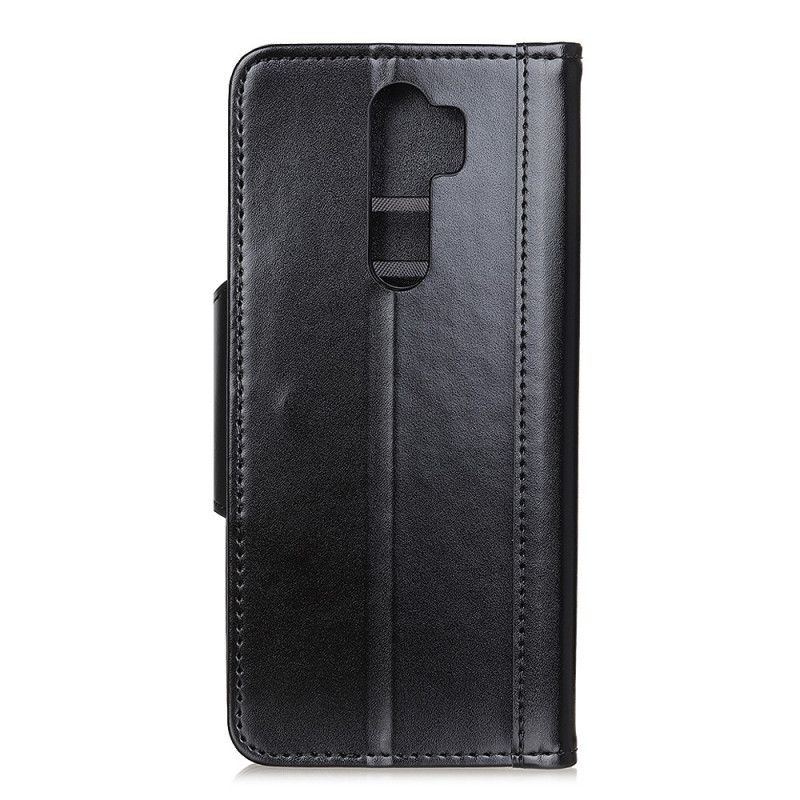 Leren Hoesje Xiaomi Redmi 9 Rood Zwart Sluiting Elegantie Van Imitatieleer