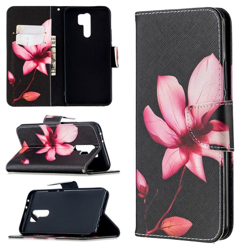 Leren Hoesje Xiaomi Redmi 9 Roze Bloem