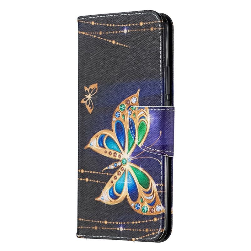 Leren Hoesje Xiaomi Redmi 9 Wit Zwart Ongelooflijke Vlinders