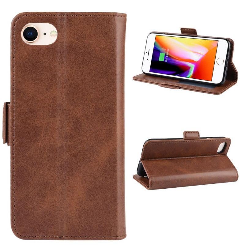 Bescherming Hoesje iPhone 7 / 8 / SE 2 Donkerblauw Zwart Vintage Splitleder Effect