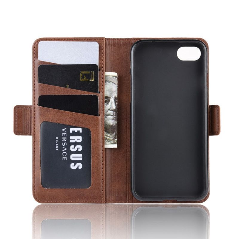 Bescherming Hoesje iPhone 7 / 8 / SE 2 Donkerblauw Zwart Vintage Splitleder Effect