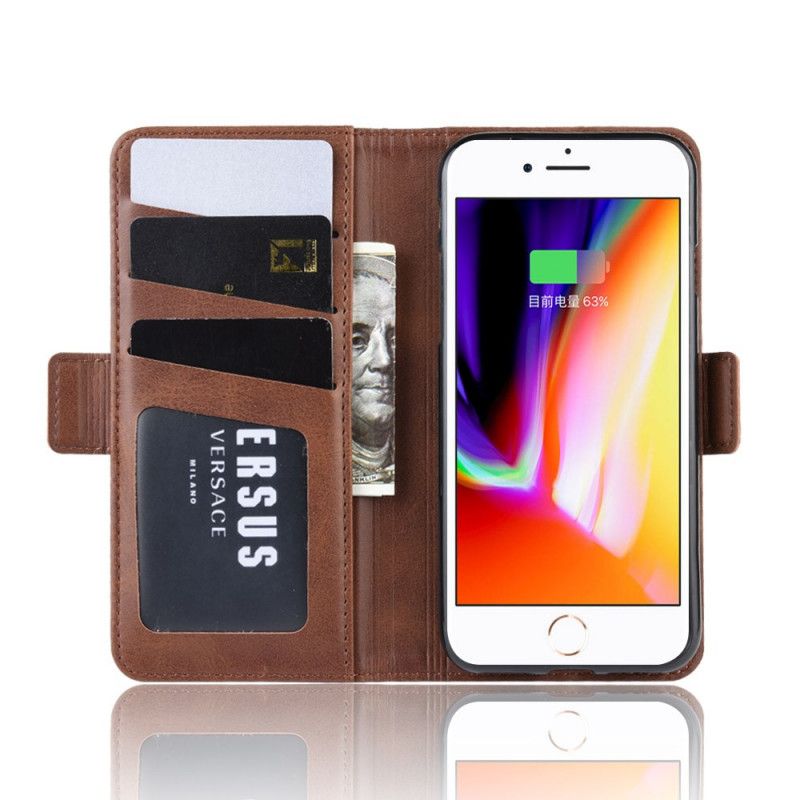 Bescherming Hoesje iPhone 7 / 8 / SE 2 Donkerblauw Zwart Vintage Splitleder Effect