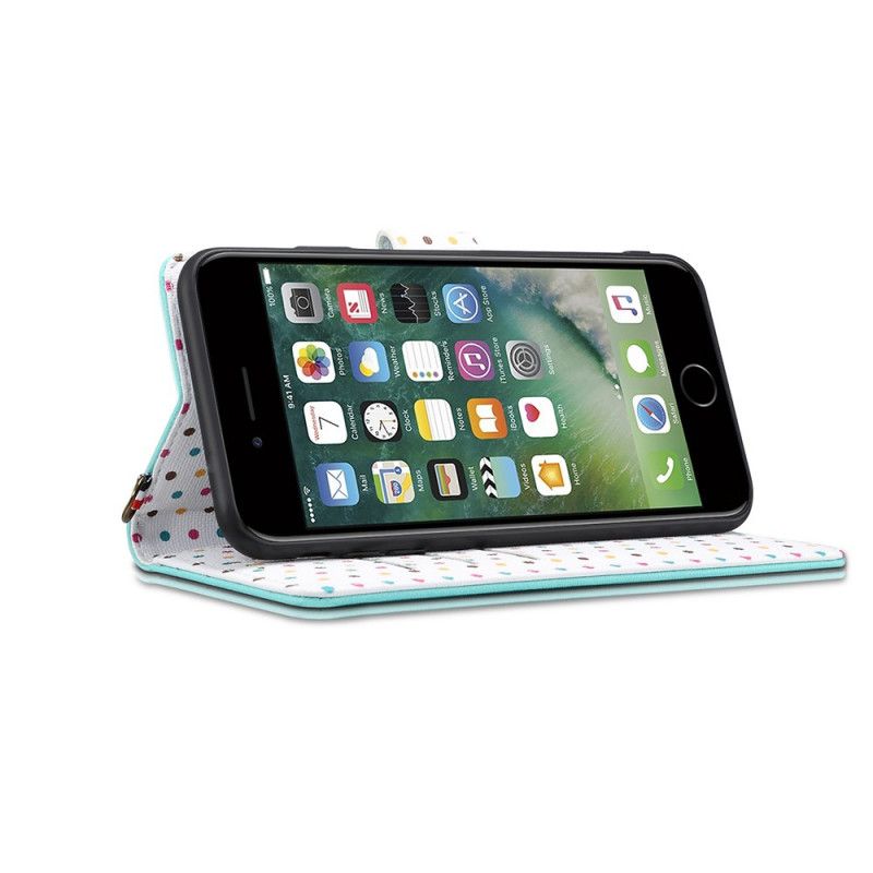 Bescherming Hoesje iPhone 7 / 8 / SE 2 Koffie Zwart Polkadot Uniform