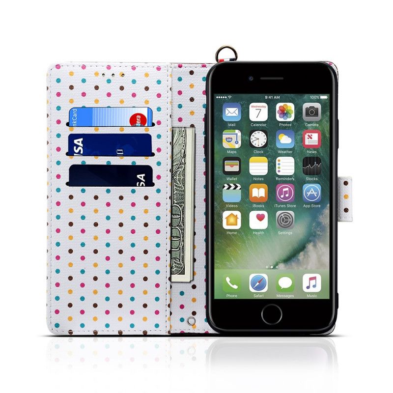 Bescherming Hoesje iPhone 7 / 8 / SE 2 Koffie Zwart Polkadot Uniform