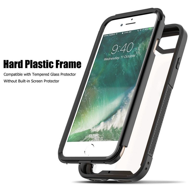 Case Hoesje iPhone 7 / 8 / SE 2 Grijs Zwart Telefoonhoesje Transparante Hybride Bumperranden