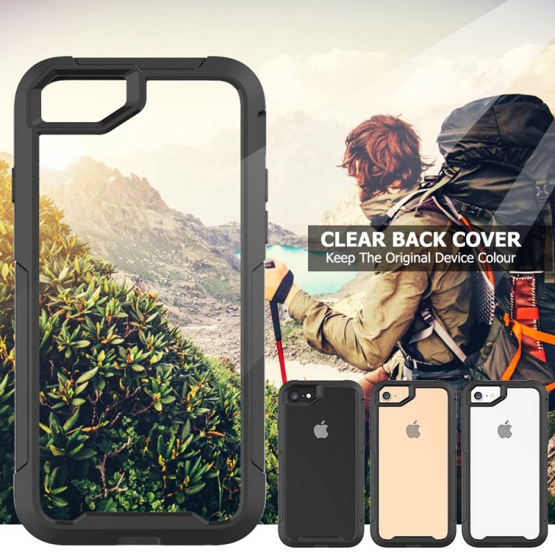 Case Hoesje iPhone 7 / 8 / SE 2 Grijs Zwart Telefoonhoesje Transparante Hybride Bumperranden