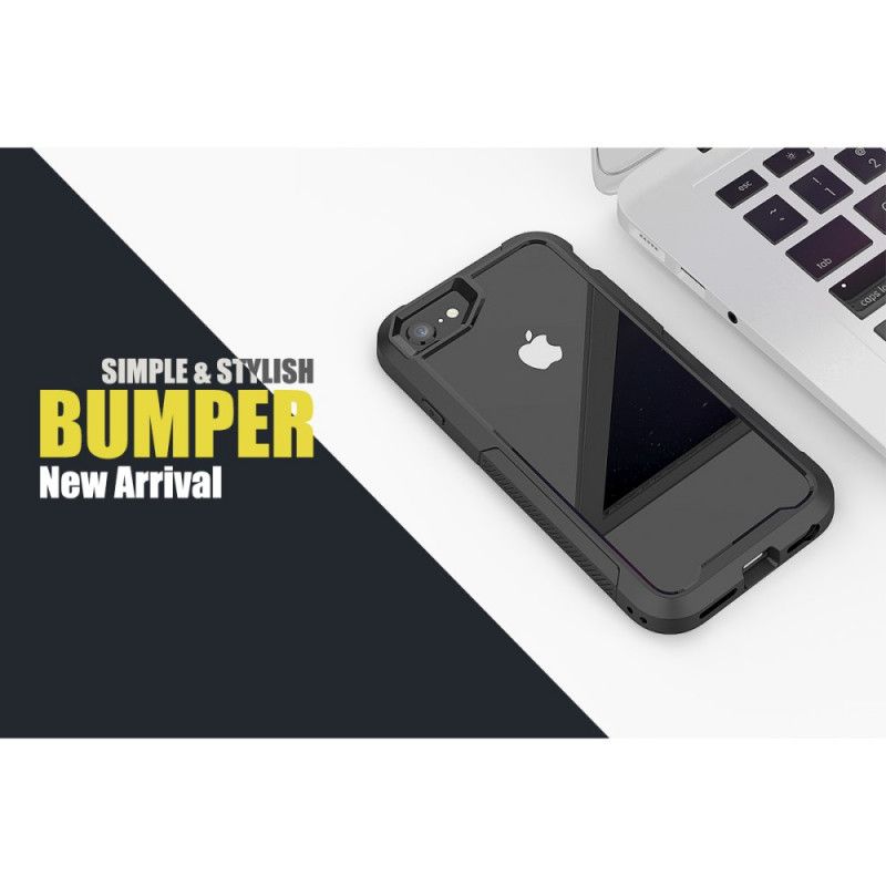 Case Hoesje iPhone 7 / 8 / SE 2 Grijs Zwart Telefoonhoesje Transparante Hybride Bumperranden