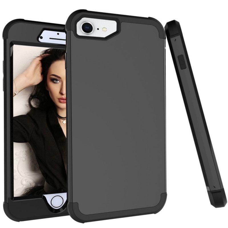 Case Hoesje iPhone 7 / 8 / SE 2 Rood Zwart Telefoonhoesje Schokbestendige Hybride