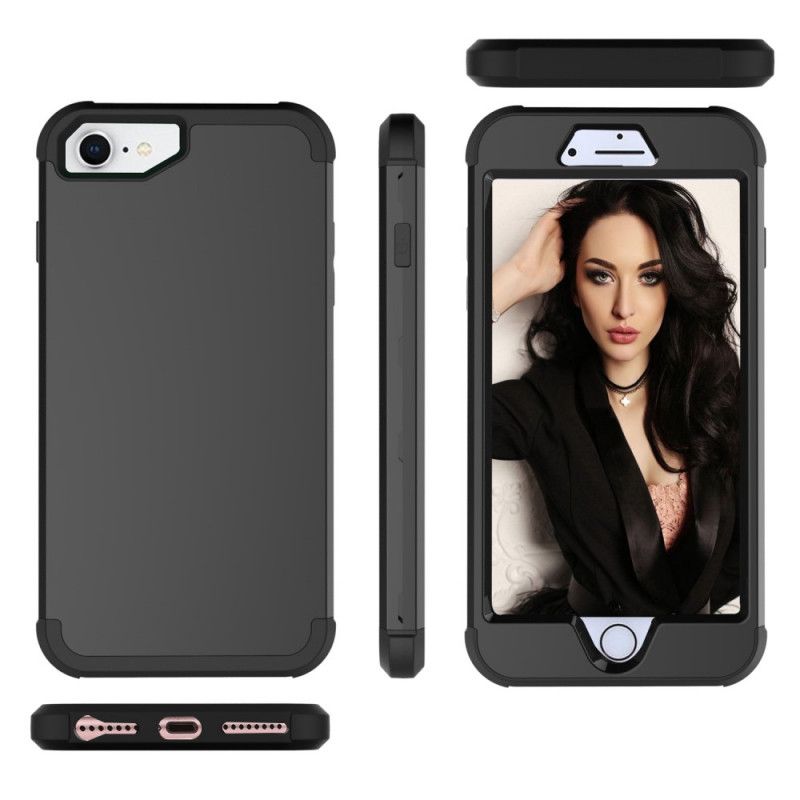 Case Hoesje iPhone 7 / 8 / SE 2 Rood Zwart Telefoonhoesje Schokbestendige Hybride