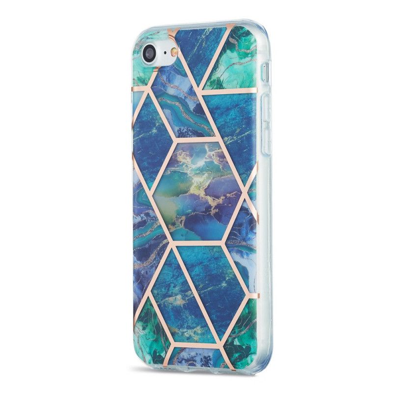 Case Hoesje iPhone 7 / 8 / SE 2 Roze Wit Telefoonhoesje Geometrie Van Siliconenmarmer