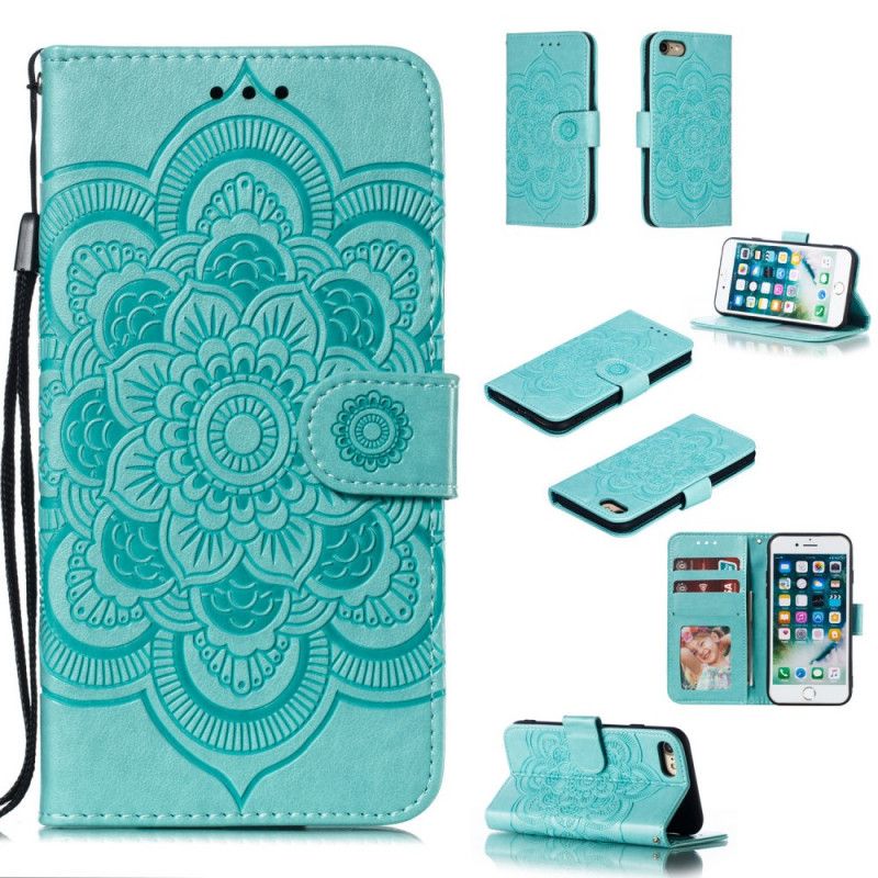 Cover Folio-hoesje iPhone 7 / 8 / SE 2 Grijs Zwart Telefoonhoesje Hele Mandala
