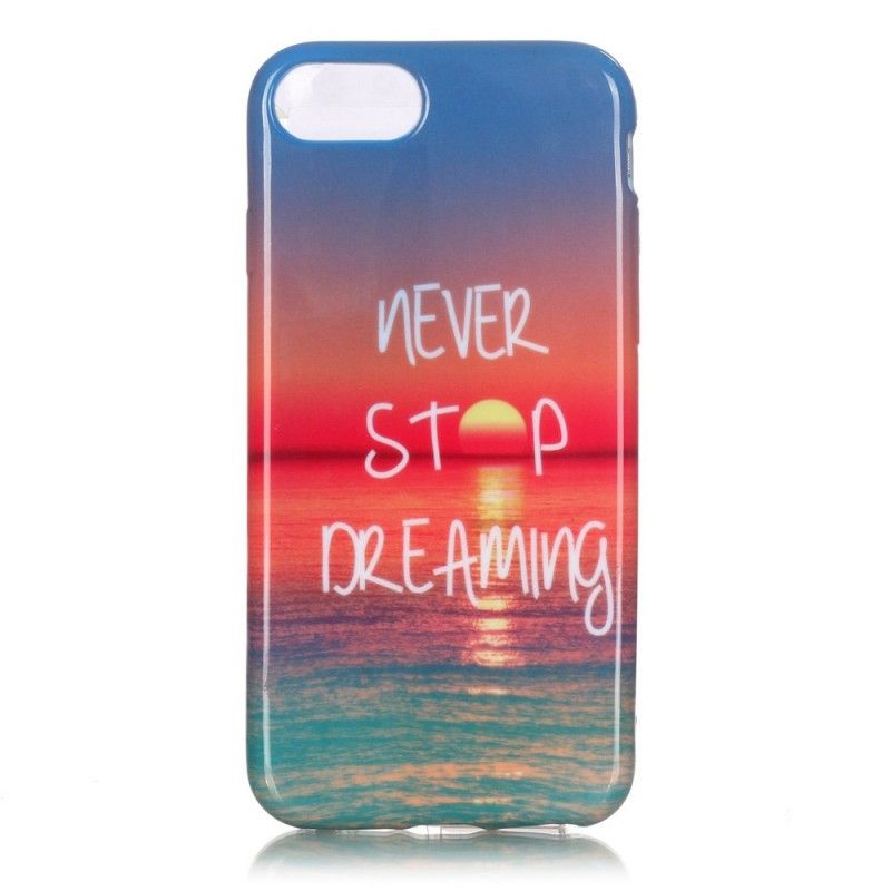 Cover Hoesje iPhone 7 / 8 / SE 2 Donkerblauw Telefoonhoesje Stop Nooit Met Dromen