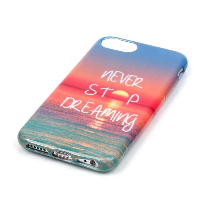 Cover Hoesje iPhone 7 / 8 / SE 2 Donkerblauw Telefoonhoesje Stop Nooit Met Dromen