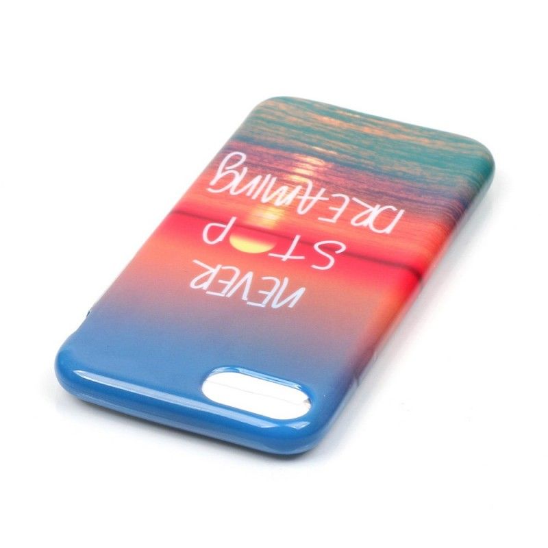 Cover Hoesje iPhone 7 / 8 / SE 2 Donkerblauw Telefoonhoesje Stop Nooit Met Dromen
