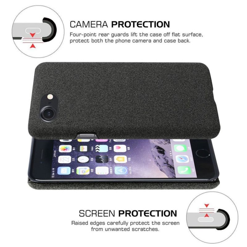 Cover Hoesje iPhone 7 / 8 / SE 2 Grijs Zwart Telefoonhoesje Ksq Chique Stof