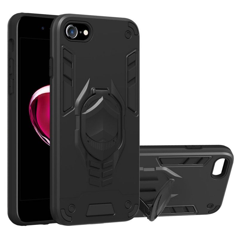 Cover Hoesje iPhone 7 / 8 / SE 2 Rood Zwart Telefoonhoesje Afneembaar Pantser Met Ringhouder
