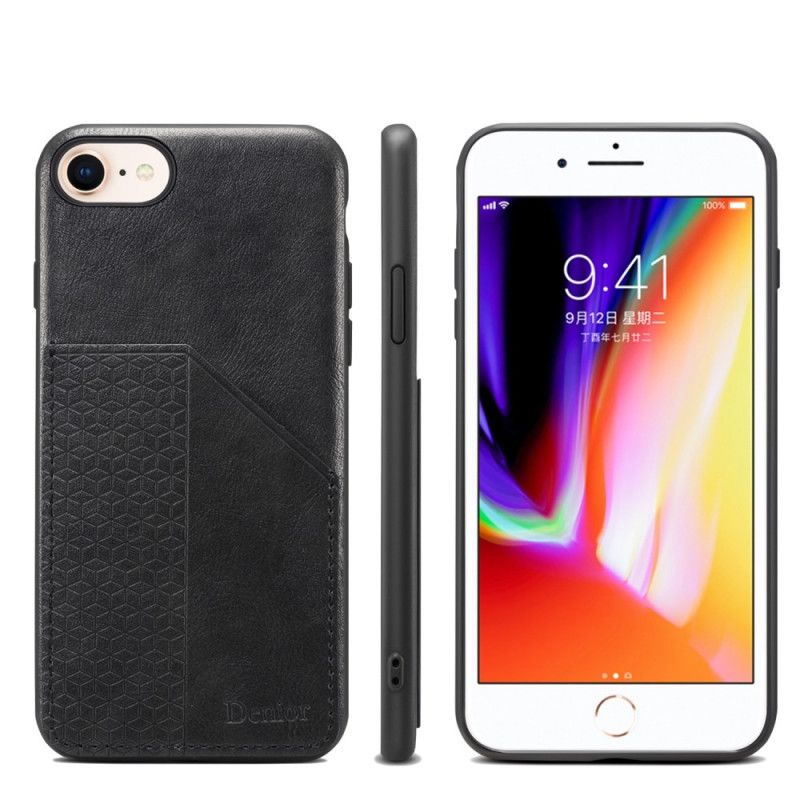 Cover Hoesje iPhone 7 / 8 / SE 2 Rood Zwart Telefoonhoesje Kaarthouder