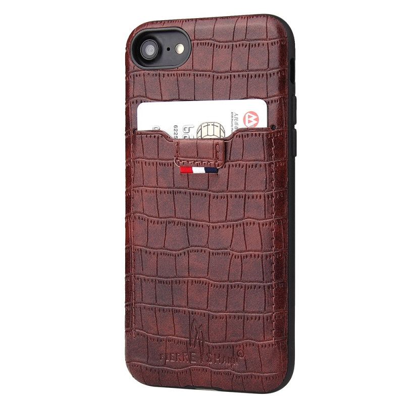Cover Hoesje iPhone 7 / 8 / SE 2 Rood Zwart Telefoonhoesje Kaarthouder In Krokodillenleer