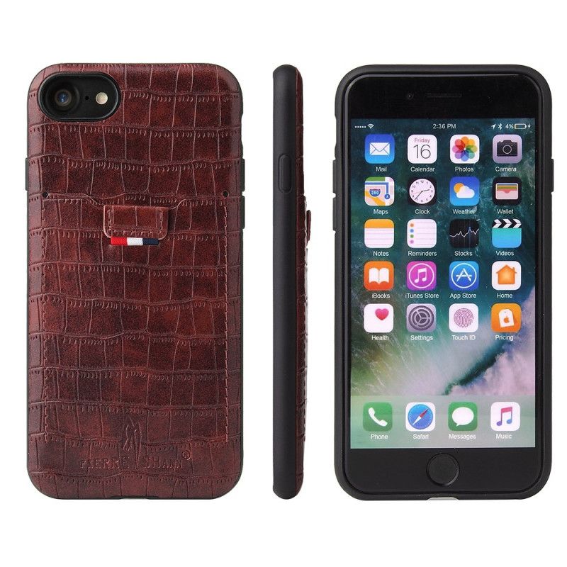 Cover Hoesje iPhone 7 / 8 / SE 2 Rood Zwart Telefoonhoesje Kaarthouder In Krokodillenleer