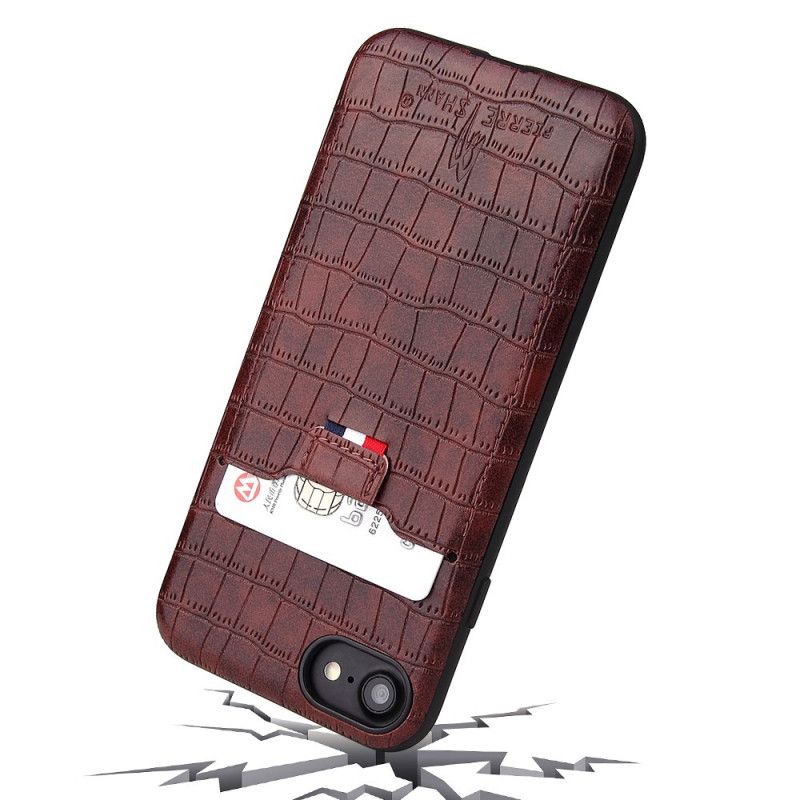 Cover Hoesje iPhone 7 / 8 / SE 2 Rood Zwart Telefoonhoesje Kaarthouder In Krokodillenleer