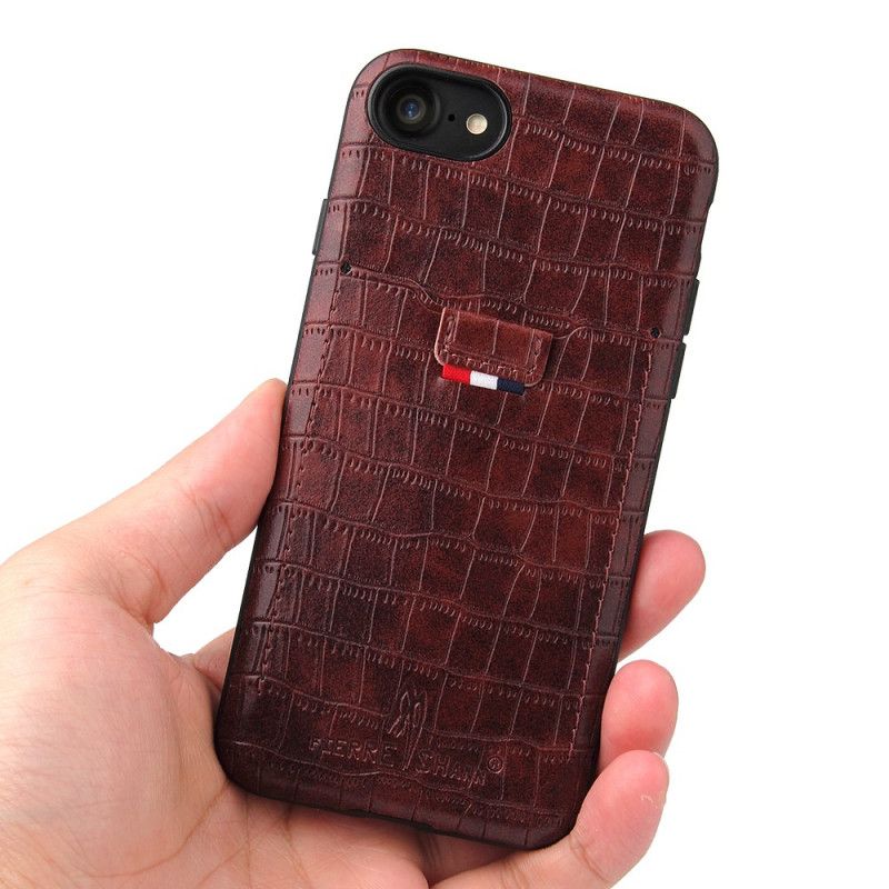 Cover Hoesje iPhone 7 / 8 / SE 2 Rood Zwart Telefoonhoesje Kaarthouder In Krokodillenleer