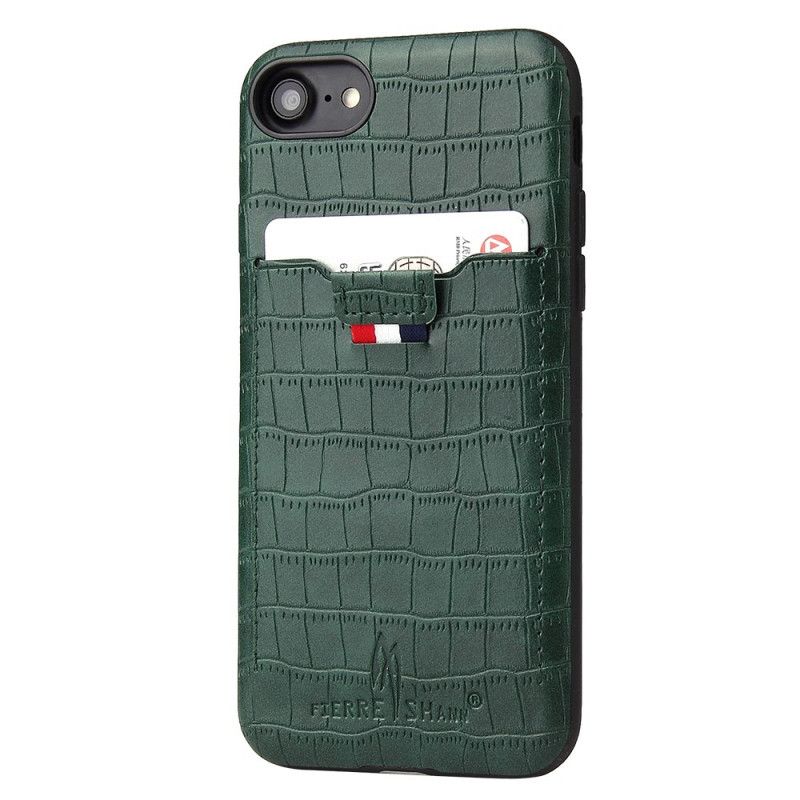 Cover Hoesje iPhone 7 / 8 / SE 2 Rood Zwart Telefoonhoesje Kaarthouder In Krokodillenleer