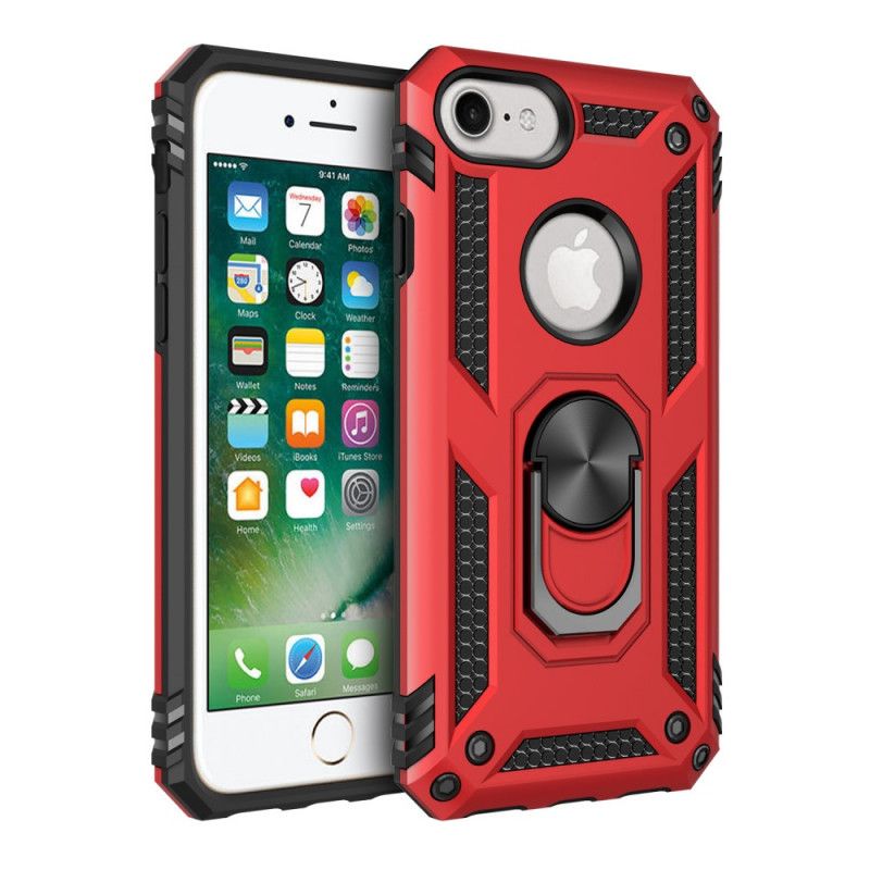 Cover Hoesje iPhone 7 / 8 / SE 2 Rood Zwart Telefoonhoesje Premium Ring